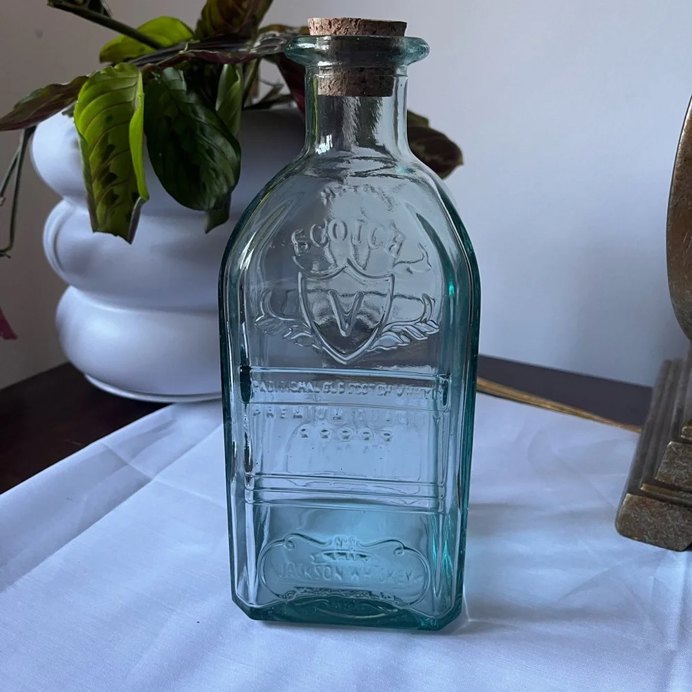 Vintage Inspired Decorative Glass Bottle w/ Cork Stopper